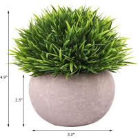 Flores Artificiales,Flor Falsa,Plantas de Flores Artificiales, Set de 4 Plantas Artificiales with Césped Verde en Macetas Grises, Plantas de Plástico Decorativas, oficinas y exteriores - details 1