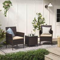 Conjunto de Muebles de Jardín en Ratán - Incluye 2 Sillones y 1 Mesa para Patio y Terraza - details 1