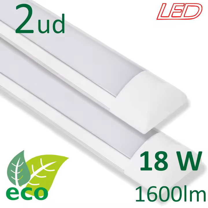 VZLED - Pack 2-5 uds pantalla LED 18W superficie lineal, Luminaria led 60 cm, Plafón techo led, Plafón cocina LED, Lámpara techo, Luz blanca 4000K y luz blanca fría 6500K - 1