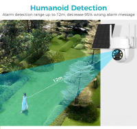 Hiseeu WTD714 4MP Cámara de seguridad inalámbrica con panel solar, resolución HD 2K, detección de movimiento PIR, audio bidireccional, visión nocturna, WiFi de 2.4GHz, giro de 355° y inclinación de 90°, resistente al agua IP66 - details 7