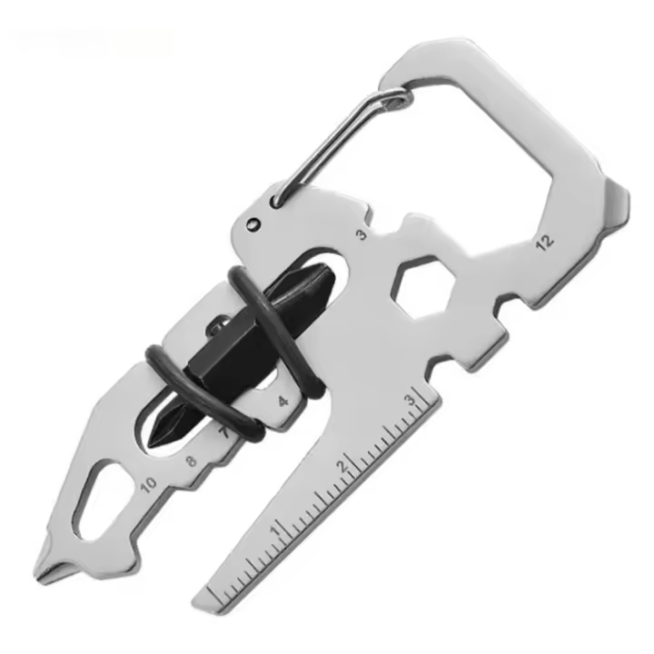 Llavero Multifuncional De Acero Inoxidable Con Abrelatas Y Anillo Para Llaves Herramienta De Camping Y Escalada Accesorios De Exterior - 1