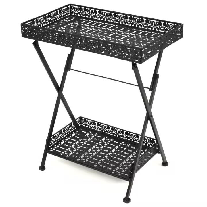 vidaXL Mesa de centro plegable estilo vintage metal 58x35x72 cm negro - 1