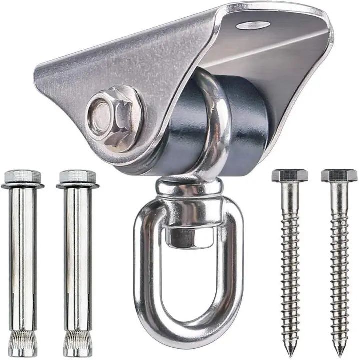 Percha de Techo de Madera/Hormigón, columpio para Hamaca, para Colgar Tornillo, juego de herrajescon Buje Silencioso giratorio de 360 ° para Patio de juegos interior y exterior, Silla, Cuerda de yoga - 1