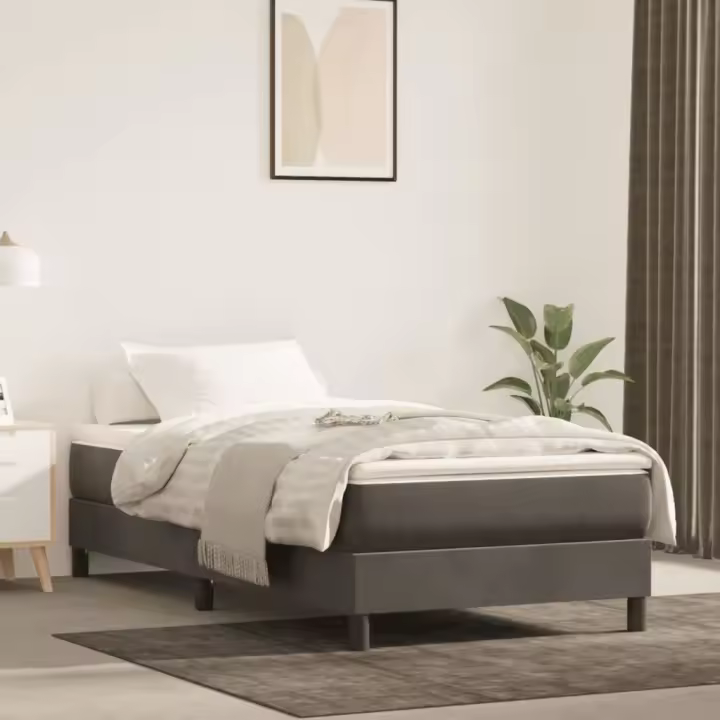 Estructura de cama sin colchón terciopelo gris oscuro 80x200 cm - 1