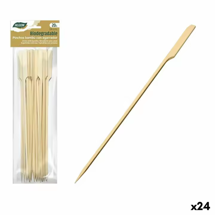 Set de Pinchos para Barbacoa Algon Bambú 20 Piezas 24 cm (24 Unidades) - 1