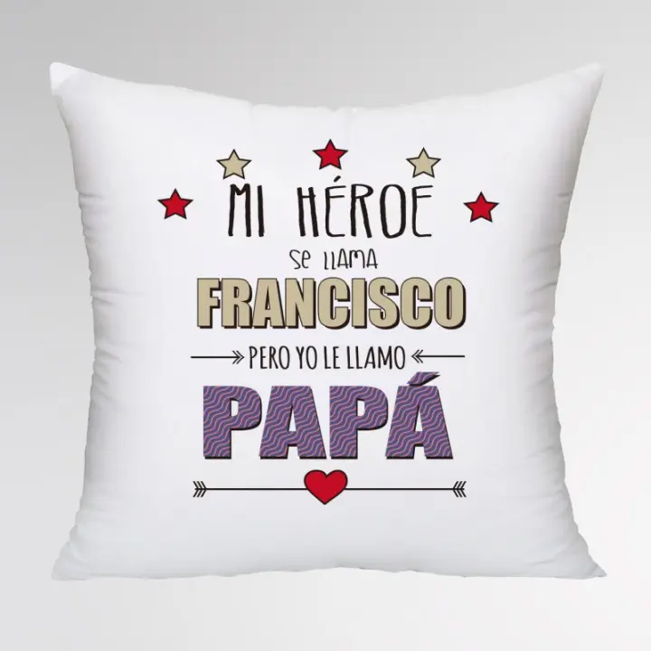COJÍN PERSONALIZADO PAPÁ MI HÉROE FAVORITO con Relleno Incluido - Regalo Especial - 1
