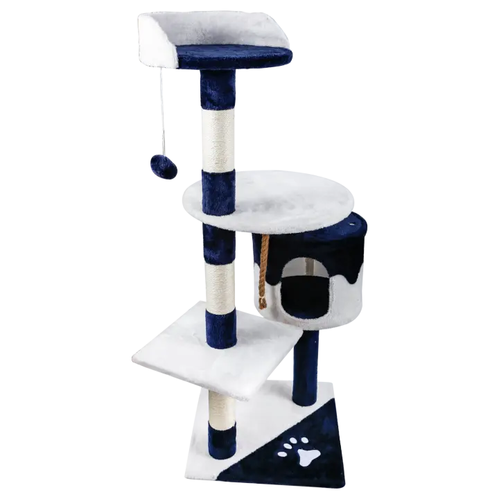 Nobleza - Árbol Rascador para Gatos Medidas: 60 * 56.5 * 111.5 cm, Color:Blanco/Azul - 1