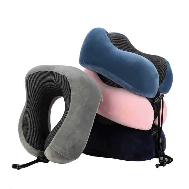 Cojín de Viaje de Espuma de Memoria en Forma de U Soporte de Cuello de Cojín de Cama sin Bolsa de Consigna Tapones para los Oidos Máscara - 1