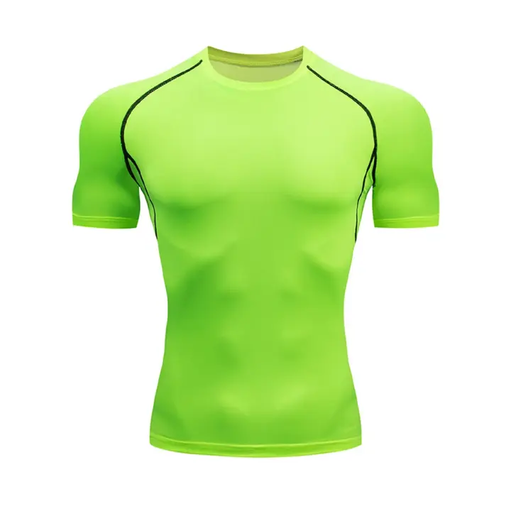Camiseta De Compresión Para Hombre Verano Deporte Fitness Gimnasio Secado Rápido Running Tops De Entrenamiento Cuello Redondo T-Shirt Deporte Corporal - 1
