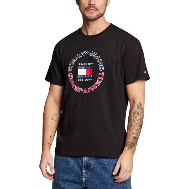 Tommy Jeans Camiseta Logo Circular Estampado Negro Hombre - 1