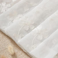 Cortinas Blancas De Encaje Con Bordado Floral Para Sala De Estar Y Dormitorio Ventanas Translúcidas Decoración Hogar Cortina De Voile Moderna Sin Aislamiento Solar - details 5