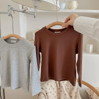 Camiseta De Algodón Para Niños Y Niñas Con Manga Larga En 9 Colores Estilo Casual Solido Base Coat Ropa De Ocio Unisex - details 11