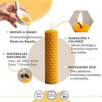 Vadeincienso - Vela de Cera de Abeja de Panal Hecha a Mano para Meditación y Relajación - details 2
