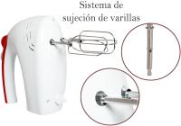 BATIDORA DE VARILLAS AMASADORA DE MANO 5 VELOCIDADES 250W ACCESORIOS INCLUIDOS MP-BV250 - details 0