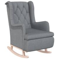 vidaXL Sillón con patas mecedoras madera maciza caucho tela Gris claro, Gris oscuro, Crema Sillon Dormitorio Sillon Comodos Silla Relax Sillón Sofá - details 0