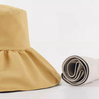 Sombrero De Pescador Con Gran Alas De Goma Negra Para Mujer Protección Solar Plegable Para Verano Resistente Al UV Estilo Casual - details 7