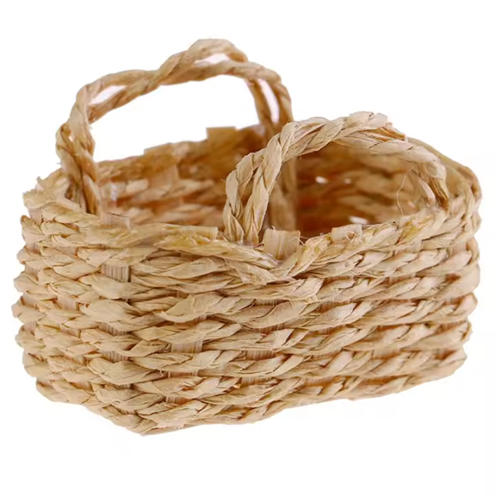 Miniatura De Casa De Muñecas Con Cesta De Alimentos Hecha a Mano En Rama De Paja Decoración Para Jardín O Interiores - 1
