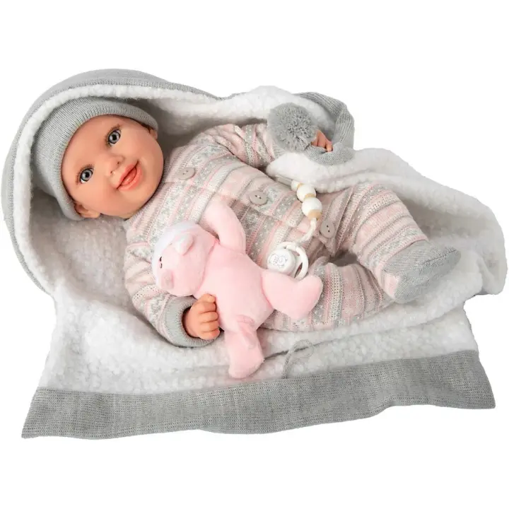 Muñeca Bebé Reborn Nadia de 40 Cm con Manta y Peluche Juguetes Arias - 1
