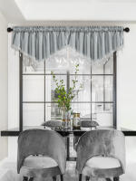 Valance De Cortina De Tela Italiana En Forma De V Con Bolas Moderno Y De Color Puro Para Decoración De Sala De Estar Ventanas Y Puertas - details 9