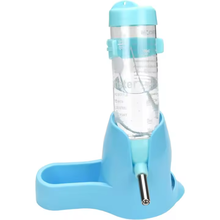 Botella de Agua para hámster para cobayas, animales Pequeños con soporte, Colgante sin Goteo para Acuario en Jaula (125 ml) - 1