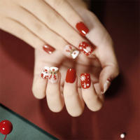 Juego De 24 Uñas Postizas De Acrílico Navidad Con Hojas Plateadas Falsas Uñas Cortas Francesas Adhesivas Removibles Para Fiesta - details 12