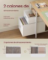 Computer Desk Office Table with 3 Shelves, 2 Drawers, 127 x 50 x 76 cm, for Office, Living Room, Industrial Style, Natural Oak and Matte White - details 3