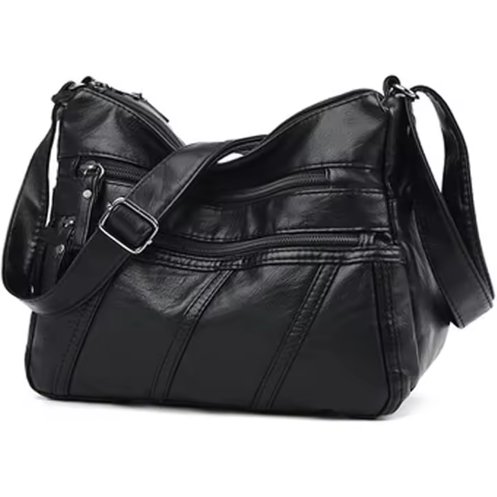 Bolso bandolera para mujer, bolso bandolera con múltiples bolsillos, bolso bandolera de piel sintética suave para mujer - 1