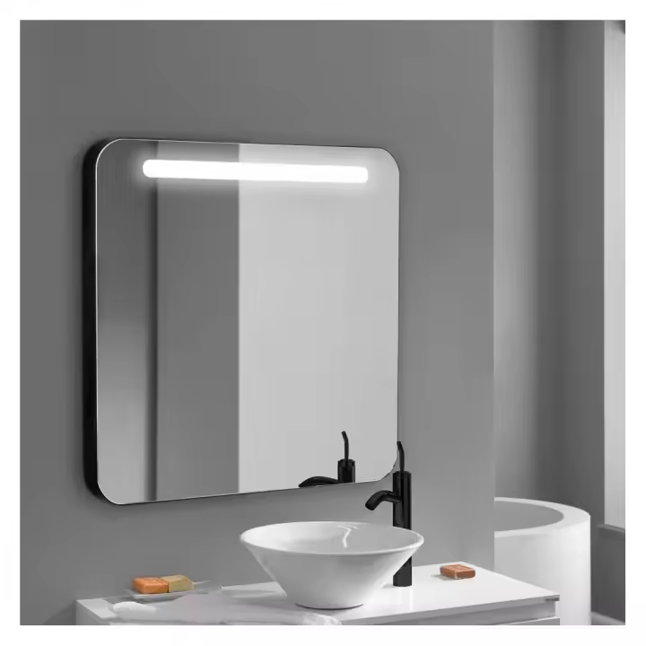 APLIKE BATHROOM LIGHTING - Modelo Rio | Espejo de Baño con Luz LED Frontal - con Marco de Aluminio Negro - Luz Blanca Neutra (4000K) - 1