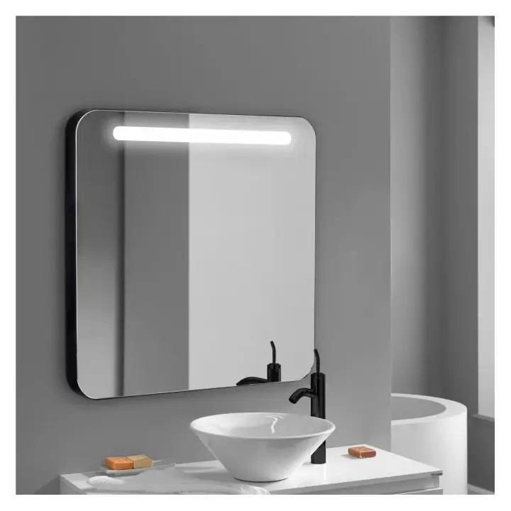 APLIKE BATHROOM LIGHTING - Modelo Rio | Espejo de Baño con Luz LED Frontal - con Marco de Aluminio Negro - Luz Blanca Neutra (4000K) - 1