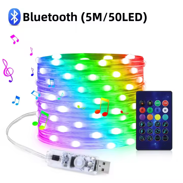 Luz De Fairy LED RGBIC WS2812B Controlable Por Bluetooth USB Cadena De Luces Para Decoración De Hogar Boda Fiesta Ambiente - 1