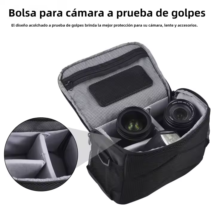 Bolsa De Hombro Para Cámara Resistente Al Agua Y Antigolpes Para DSLR/SLR/Mirrorless Con Divisores Removibles Bolsa De Viaje Para Cámara - 1