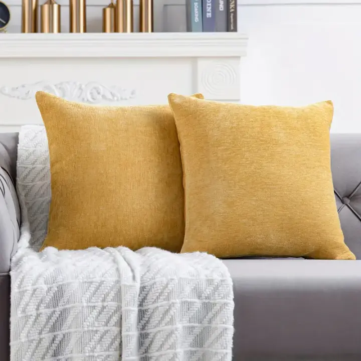 REINOMANSIDI SL - Pack de 2 -Relleno incluido 30x50cm, 45x45cm y 50x50cm Fundas de Cojin con Rellenos Incluido,30x50,45x45,Verde/Amarilla/Azul/Marron Decorativas Rectángulo para Sofá 45x45cm Funda Cojín Regalo Accesorios Hogar - 1