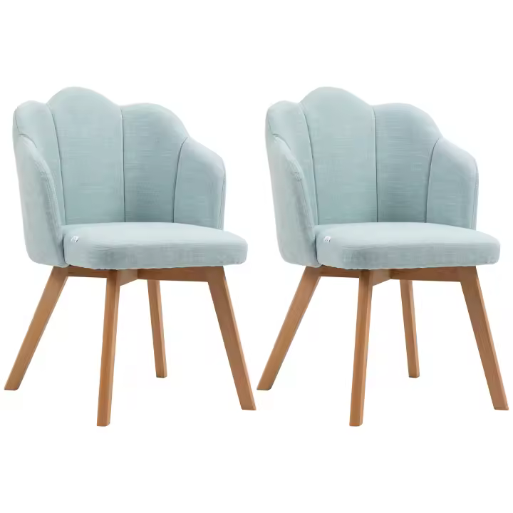 HOMCOM Sillas de Comedor Tapizada en Lino Sintético Set de 2 Sillas de Cocina con Asiento y Respaldo Acolchados Moderno Carga 120 kg 58x60x82 cm - 1