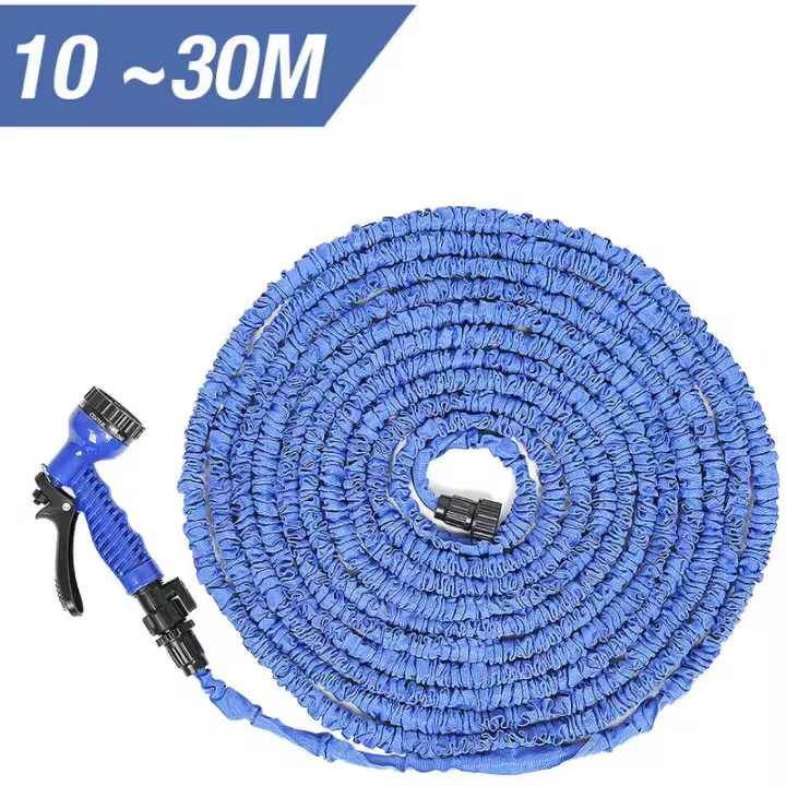 Manguera de jardín flexible de 30 m (100 pies), retráctil y expandible (azul) - 1