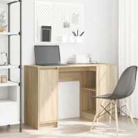vidaXL Escritorio 120x42x76 cm madera de ingeniería en color Roble ahumado/Blanco/Madera antigua y más | estructura resistente ideal para salón dormitorio o estudio - details 3