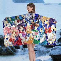 Toalla De Playa S-Sailor Girl M-Moon Microfibra Absorbente Secado Rápido Suave Para Yoga Natación Resort Montañismo Tamaño 76x182 Cm - details 1