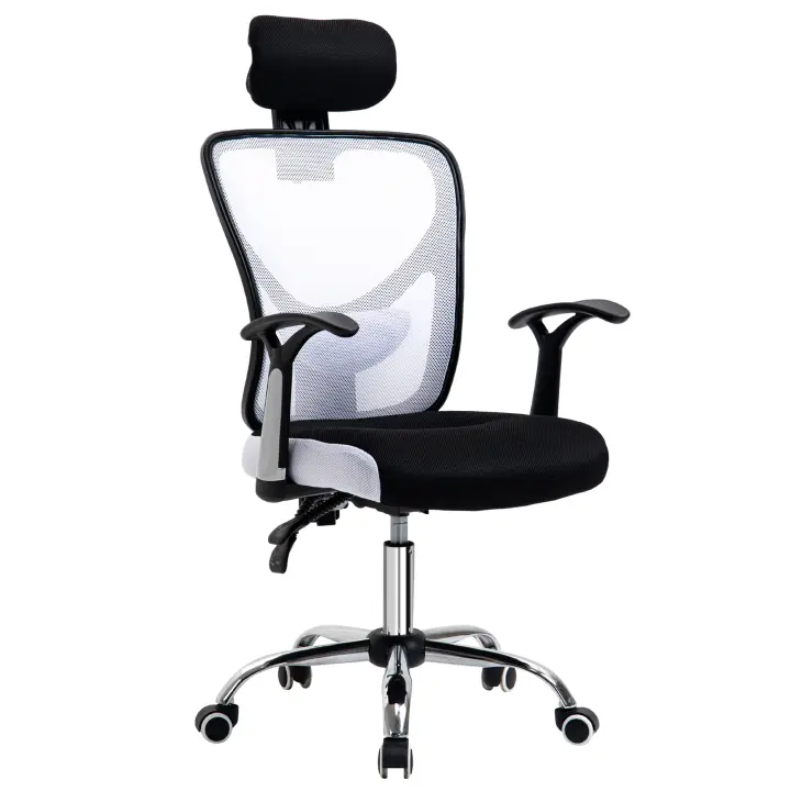 Vinsetto Silla de Oficina Ergonómica Silla Escritorio Giratoria con Altura Ajustable Función Reclinable Reposacabezas Regulable y Soporte Lumbar 65x67x108-118 cm - 1