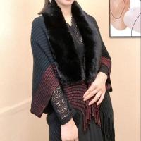 Chal De Punto Para Mujer Con Piel De Peluche Artificial Y Cuello Suelto De Moda Para Vestidos De Noche Boda Invierno Cálido Y Suave - details 1