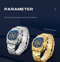 Reloj De Pulsera De Lujo Para Hombres MEGIR De Acero Inoxidable Con Calendario Y Luz Aérea Cronógrafo Resistente Al Agua Reloj De Moda Casual - details 5