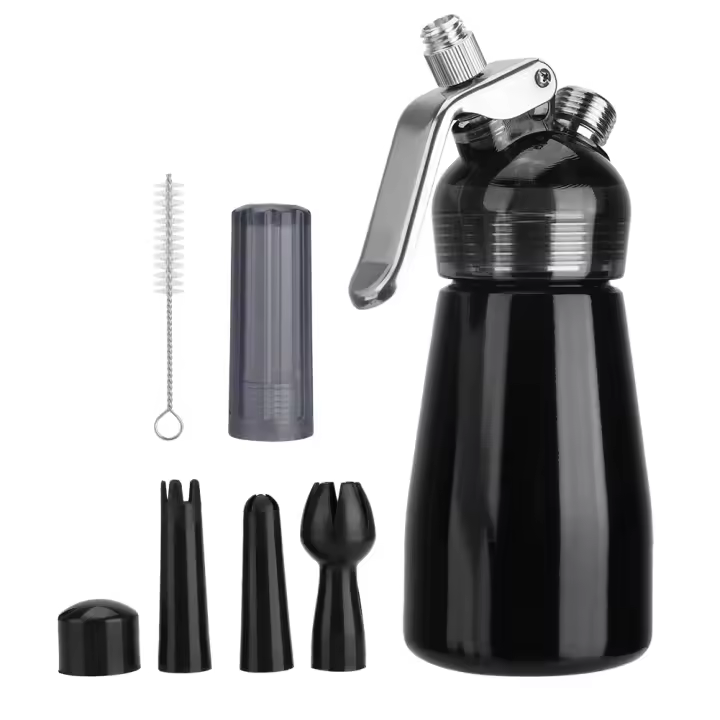 BIT Dispensador de crema de 250 ml Espumador para ordeñar postres Máquina para hacer espuma de leche fresca Máquina para batir crema - 1