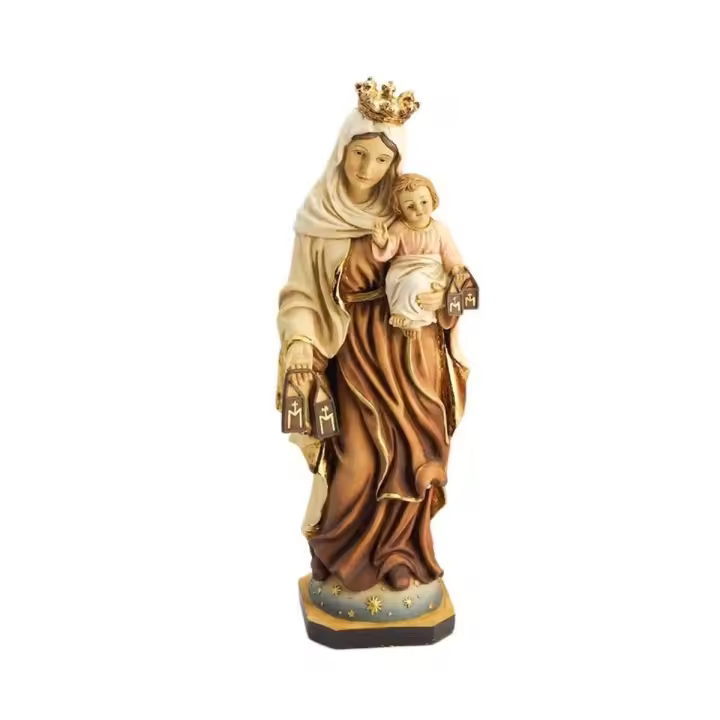Inmaculada Romero Virgen del Carmen Figura 30 Cm Escultura Patrona de los Marineros Peana Estrellas Resina - 1