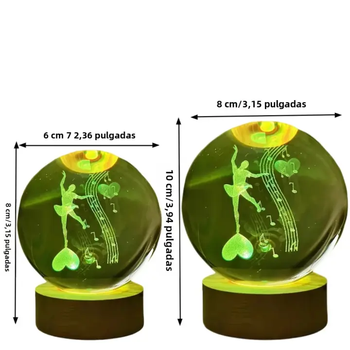 Lámpara De Noche De Cristal Con Grabado Láser 3D Ballet Wonderland Decoración Moderna De Vidrio Pulido Para Navidad Y Halloween - 1