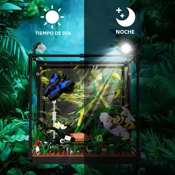 Bloques De Construcción LED Con Insectos De Rainforest Tropical Camaleón Mariposa Mantis Juguete Creativo Para Niños - 1