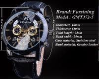 Reloj De Mezclilla Forsining Para Hombre Lujo Automático Mecánico Estilo Casual Mostrador Multifuncional Negro Dorado - details 2