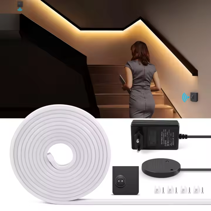 Tira De Luces LED Neon 24V Con Sensor De Movimiento PIR Inalámbrico Luz Nocturna Inteligente Para Armarios De Cocina RF Receiver - 1