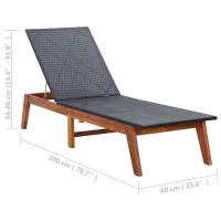vidaXL Tumbona de madera maciza de acacia y ratán sintético Sillas de Exterior Ideal para jardín, playa, piscina, terraza Tumbona Piscina Tumbonas Playa Tumbonas Jardín Exterior - details 6