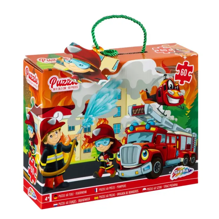 Puzzle infantil bomberos. 60 piezas. 58 x 38,5 cm. Grafix. - 1