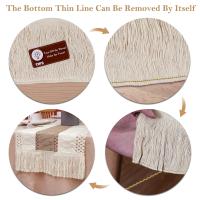 Corredor De Mesa De Lino Splicing En Estilo Boho Y Moderno Para Decoración De Casa Rústica Con Encaje De Algodón Tejido - details 2