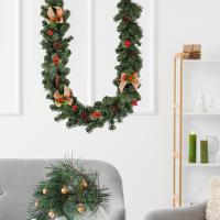 Guirnalda Artificial De Navidad De 5.9 Pies Decorada Con Conos De Pino Y Clusters De Bayas Para Fiestas De Invierno Y Agradecimiento - details 1