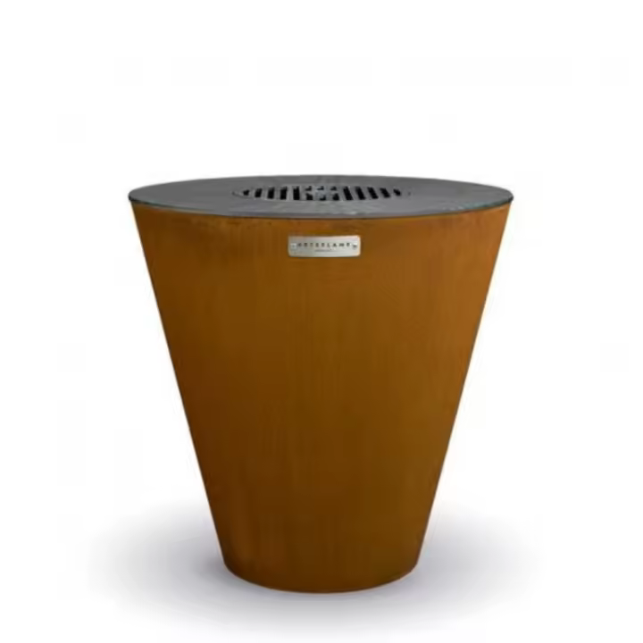 One30 BBQ Brasero de acero Artéflame y Corten, con placa de cocción de hierro fundido de 76 cm, altura total de 79 cm - 1